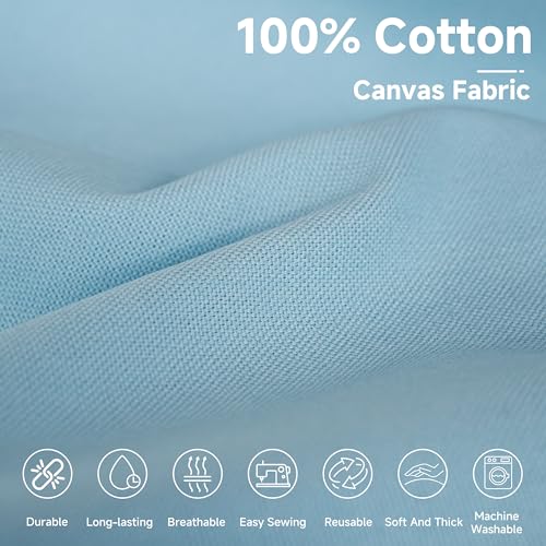 Simple&Opulence 100% Cotton Canvas Fabric 10oz. 59 Inch by The Yard, Nature Duck Fabric Textile Medium Weight for Painting, Sewing, Crafts, Embroidery, Bag, Handmade Home Decor(1 Yard, Sky Blue) - color: Sky Blue, size: 1 Yard