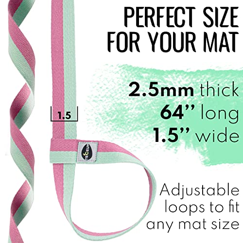 TECEUM Yoga Mat Strap – Extra Soft & Thick Cotton Carrier for All Mats - color: Lavander Green, size: 64 IN