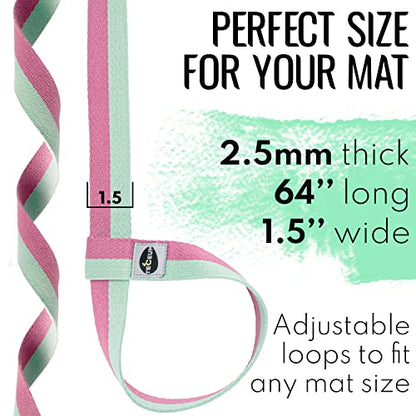 TECEUM Yoga Mat Strap – Extra Soft & Thick Cotton Carrier for All Mats - color: Lavander Green, size: 64 IN