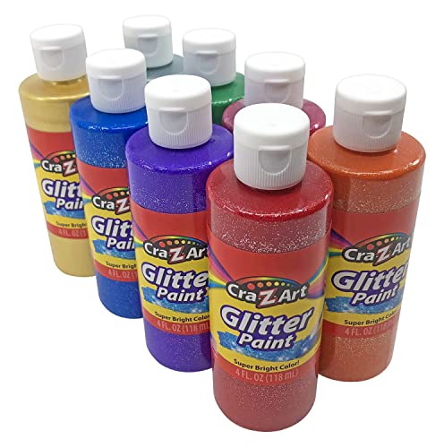 Cra-Z-Art Washable Glitter Paint Bulk Pack 8ct, Assorted Colors 4oz each bottle - color: Glitter 8 ounce