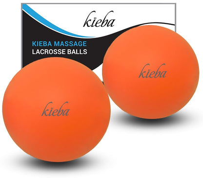 Kieba Massage Lacrosse Balls for Myofascial Release, Trigger Point Therapy, Muscle Knots, and Yoga Therapy. Set of 2 Firm Balls (2 Orange) - color: Two Orange