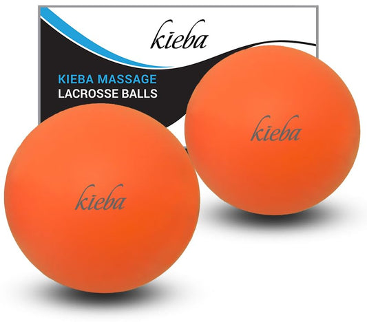 Kieba Massage Lacrosse Balls for Myofascial Release, Trigger Point Therapy, Muscle Knots, and Yoga Therapy. Set of 2 Firm Balls (2 Orange) - color: Two Orange