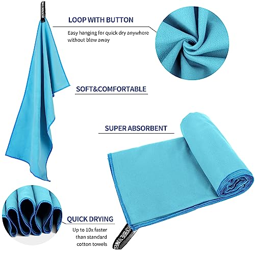 Microfiber Travel Towel, Quick Dry Camping & Gym Towel. Compact - color: Marineblue, size: XXL:40"×72"