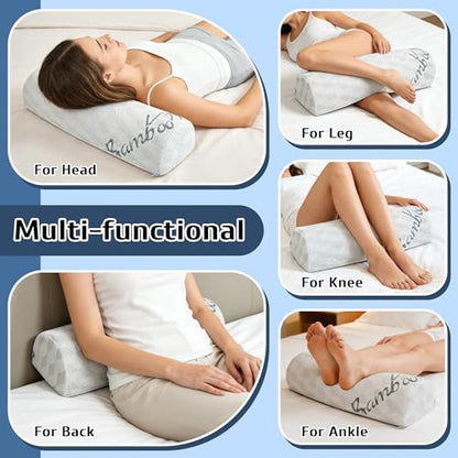Semi Roll Pillow, Under Knee Pillow | Under Leg Bolster for Lower Back Support, Half Moon Bed Pillow for Leg, Knee,Back Sleeping, 7.8”x 20.4”x 4.8”