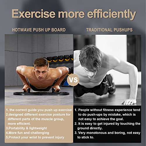 HOTWAVE Push Up Board, Portable PushUp Board, Foldable 20 in 1 Push Up Bar - color: Black