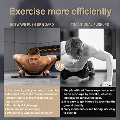 HOTWAVE Push Up Board, Portable PushUp Board, Foldable 20 in 1 Push Up Bar - color: Black