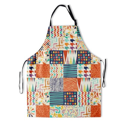 Artist Painting Apron with 2 Pockets Painters Art Aprons Gifts for Women Men - color: Colorful Tribal Geometric