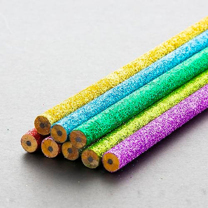 BAZIC PRODUCTS Metallic Glitter #2 Pencils, Eraser, 8 Count | #2 HB lead, Glitter metallic barrels, eraser tops, school, gifts, party favors, fun everyday writing - size: 6 Count (Pack of 1)