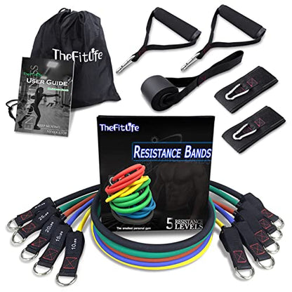 TheFitLife Resistance Bands Set with Handles, Door Anchor and Ankle Straps | Workout Bands for Muscle Strength Training, Home Gym Fitness, Full Body Exercise for Men, Women, Pilate, and Physical Therapy