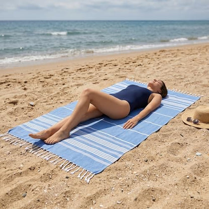 EPHESUS TOWELS Turkish Beach Towel - 38x70 inch Oversized - Sultan Design - Turkish Towel for Beach, Bath, Pool, Gym, Yoga - Prewashed, Lightweight, Quick Dry (Royal Blue) - color: Royal Blue