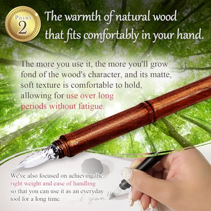 Glass Pen Wood Wooden Pen Fountain Pen Luxury japan brand (Light Brown)