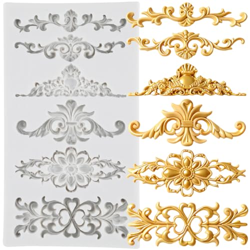Baroque Silicone Mold Baroque Scroll Relief Polymer Clay Molds | Baroque Curlicues Scroll Lace Mold DIY Craft Epoxy Resin Casting Air Dry Polymer Clay Jewelry Making Crafts Tools - color: Style A