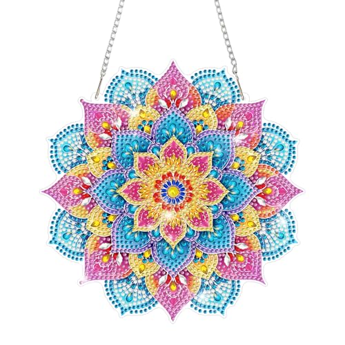 MAXBYE Mandala Diamond Art Kits for Adults Hanging Ornament, DIY Special Crystal Diamond Painting kit, Double Sided Painting Kits for Beginners Gift Wall Home Decoration 8×8 Inch - color: Mandala