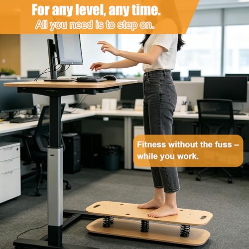 Wooden Balance Board – 400 lbs Capacity 360° Dynamic Spring Rebound Wobble Board Exercise Equipment Balance Trainer for Adults Kids Core Strengthening Standing Desk Physical Therapy Surf Training Home Workout
