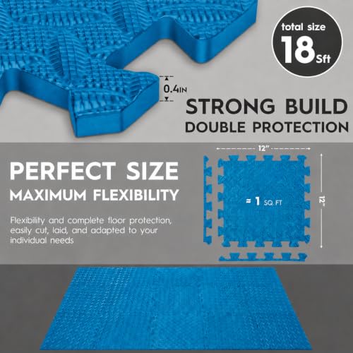 18 Pcs EVA Foam Floor Tiles, Puzzle Exercise Mat Set for Gym - color: Sky Blue
