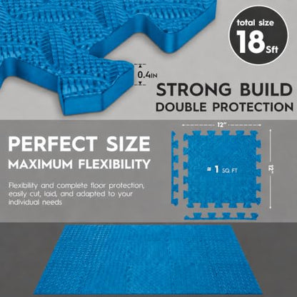 18 Pcs EVA Foam Floor Tiles, Puzzle Exercise Mat Set for Gym - color: Sky Blue