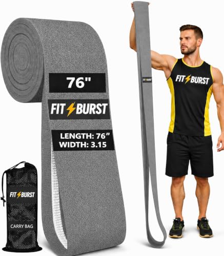 76-Inch Fabric Resistance Band for Full Body Workouts, Wide Non-Slip 120 LB - color: Gray