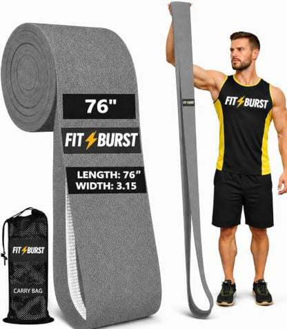 76-Inch Fabric Resistance Band for Full Body Workouts, Wide Non-Slip 120 LB - color: Gray