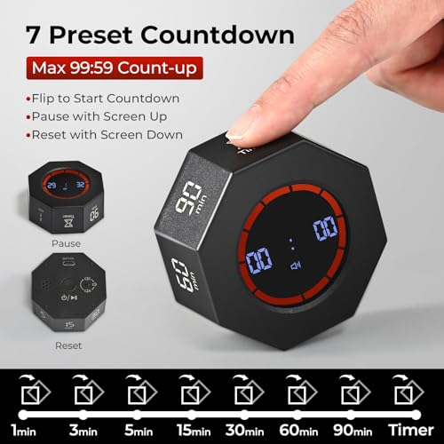 Rechargeable Pomodoro Timer, Small Gravity Timer (Space Gray) - color: Space Gray