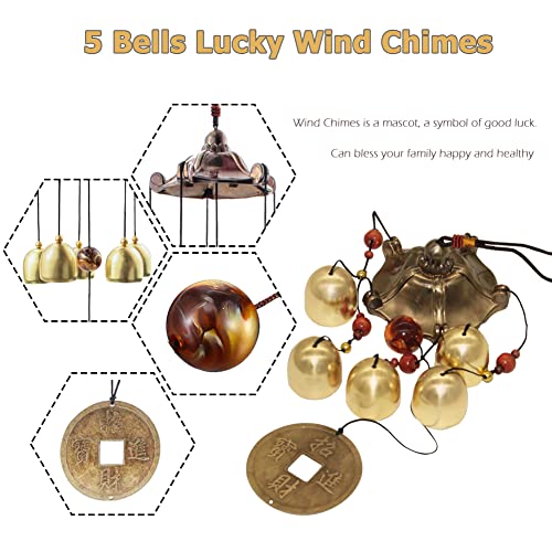 Hooshing Lucky Wind Chimes Tiny Metal Garden Bells Feng Shui Chimes | Home Outdoor Garden Patio Hanging Decor, Best Wishes For Friends, Gift for Mother Father
