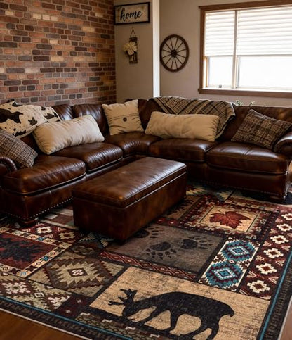 YIHOUSE 8x10 Rustic Cabin Area Rugs for Living Room, Brown - color: Brown, size: 8'x10' (Rectangular)