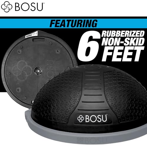 BOSU Nexgen Balance Trainer, Half-Ball Training Equipment, 65 cm Diameter, 300 lb Capacity - Burst-Resistant Stability Exercise Tool w/Non-Slip Base, Includes Hand Pump, Commercial-Grade - color: Black/Gray