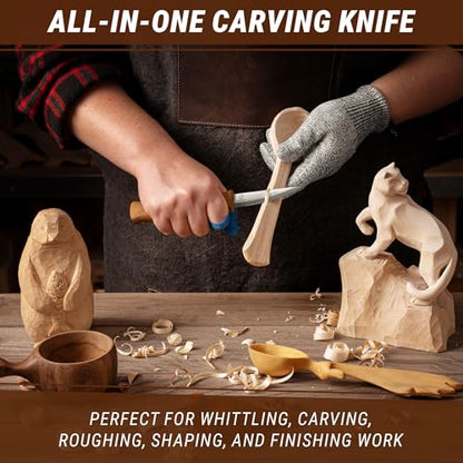 BeaverCraft Wood Carving Knife C4 3.14" Whittling Sloyd Knife for Roughing - Spoon Carving Tools for Beginner to Pro Carver - Whittling Knives for Woodworking