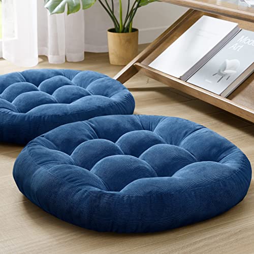 Meditation Cushions Set of 2, Large Floor Pillow for Adults, 22 Inch Round - color: Round | Navy | 2 Pack, size: 2 Pack