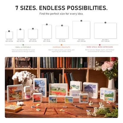 FLUNBRATO Watercolor Paper Pad, 60 Sheets, 6.5 x 6.5 in, Cold Press 100% Cotton, 140LB/300GSM Acid-Free Square Art Pad, Two-Edge Glued, for Gouache, Ink and Mixed Media - size: 6.5 x 6.5 in