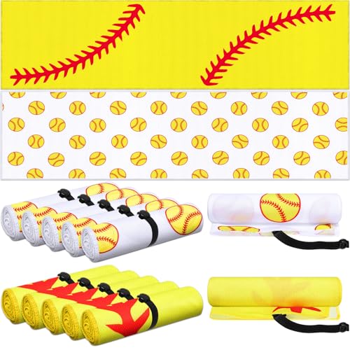 FuWeave 12 Pcs Softball with Snap Cooling Towels Gifts 40 x 12 Inch - color: Softball With Snap, size: 40 x 12 inches