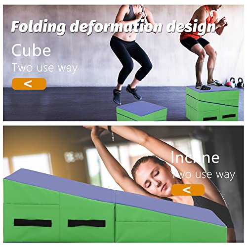 BestMassage Gymnastics Mat Incline Mat Tumbling Mat Folding Gymnastic Tumbling Mat Indoor/Outdoor Exercise Mat Home Gym Yoga Mat with Handle - size: 48 x 24 Inches