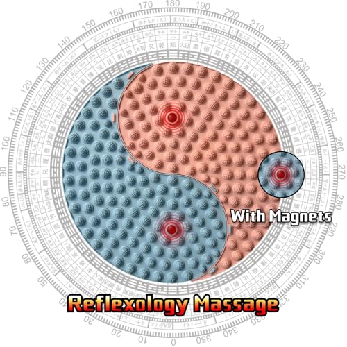 Foot Massager Mat, Yinyang Balance Tai ji Bagua Pattern with Magnetic Therapy, Acupressure Reflexology Mat for Daily Foot Relaxation and Pain Relief, Pink and Blue - color: Pink and Blue