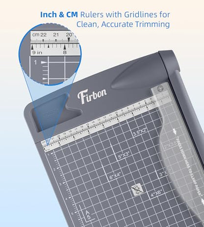 Firbon 12 Inch Guillotine Paper Cutter, Heavy Duty Paper Trimmer, Gray | 12-Sheet Capacity | Dual Scales | Paper, Cardstock & Photo Trimming | Scrapbooking Crafts | Office, Home & Studio Use - color: Gray
