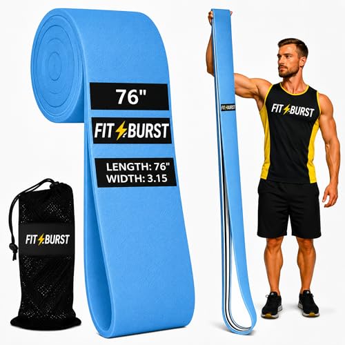 76-Inch Fabric Resistance Band for Full Body Workouts, Wide Non-Slip 120 LB - color: Blue