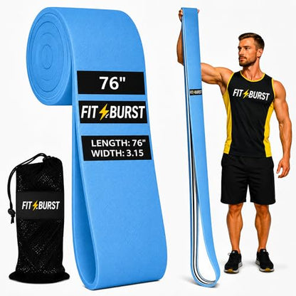 76-Inch Fabric Resistance Band for Full Body Workouts, Wide Non-Slip 120 LB - color: Blue