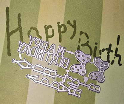 Letter Happy Birthday Thank You Mr&Mrs Best Wishes Happy Anniversary Heart Metal Cutting Dies Stencil DIY Scrapbooking Embossing Tool DIY Paper Cards Album Decoration (Happy Birthday) - style: Happy Birthday