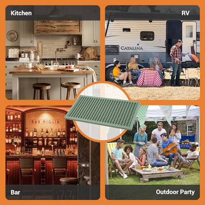 ZJWZLG Bar Mat 5.9"x11.8"(2Pcs) Non-Slip Rubber Bar Mat, Spill Proof & Flat Design,Easy to Clean Textured Surface for Home Bar,Coffee Station, Bartending - Protects Countertops & Glassware (Green). - color: Green, size: 6" x 12"