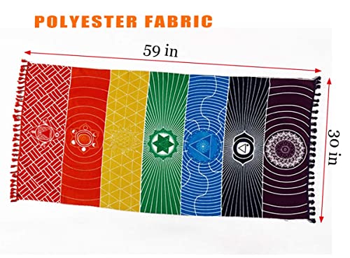 Mexican Yoga Mat Beach Picnic Blanket Chakra Meditation Mat Yoga Rug Sunscreen Shawl Chakra Wall Tapestry Decor Boho Pilates 59 in (Polyester Fibre)