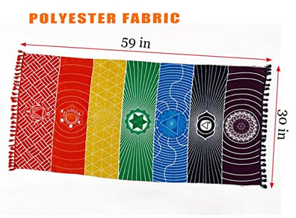 Mexican Yoga Mat Beach Picnic Blanket Chakra Meditation Mat Yoga Rug Sunscreen Shawl Chakra Wall Tapestry Decor Boho Pilates 59 in (Polyester Fibre)