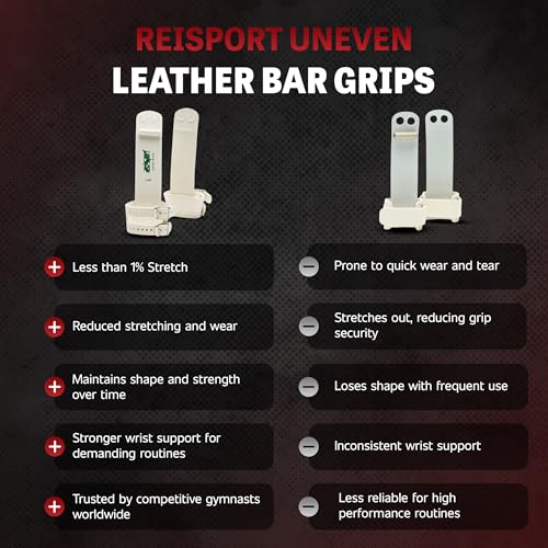 Reisport Women's Uneven Bar Gymnastics Grips - Durable Leather Hand Grips for Gymnastics Bars Women & Girls - Gymnastics Equipment & Accessories for Advanced Gymnasts - size: Small, style: Double Buckle