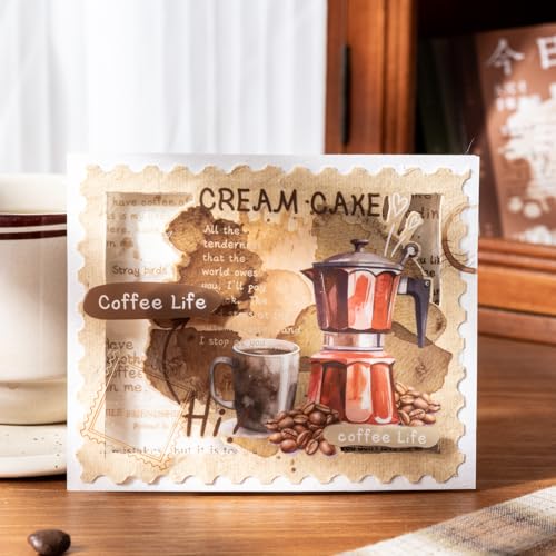 Coffee Aesthetic PET Stickers, 60 Pcs Large Collage Ephemera for Scrapbooking, Journaling, DIY Crafting, and Art Supplies - color: Today Coffee