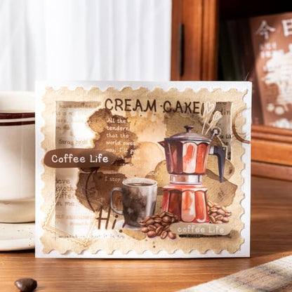 Coffee Aesthetic PET Stickers, 60 Pcs Large Collage Ephemera for Scrapbooking, Journaling, DIY Crafting, and Art Supplies - color: Today Coffee