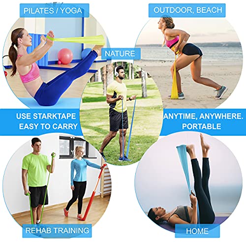 Resistance Bands Bundle. 5 Bands Set and 8 Yard Band Physical Therapy Professional. Non-Latex Elastic Exercise Fitness Workout Band for Pilates, Rehab, Yoga, Pilates, Training. Medium Green