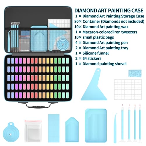 Diamond Painting Storage Containers Art Kits for Adults, 80 Slots Portable Bead Storage Boxes for Diamond Painting Accessories and Tools - size: 80 Square Bottle