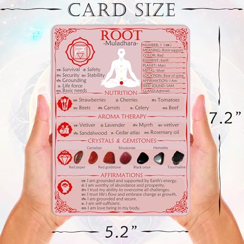 PapaLegba 7+1 Waterproof Chakra Cards Set, Durable Double-Sided Guide Deck & Chart for Yoga, Meditation, Reiki & Energy Balance – Includes Healing Crystals, Aromatherapy, Affirmations & Yoga Poses