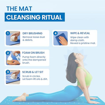 Flexies Foaming Yoga Mat Cleaner Spray Kit, Plant Based Non Toxic Mat Cleaner with Brush and Microfiber Cloth, Yoga Essentials for Women and Men, Pilates Mat Care, Fragrance Free - color: Fragrance Free