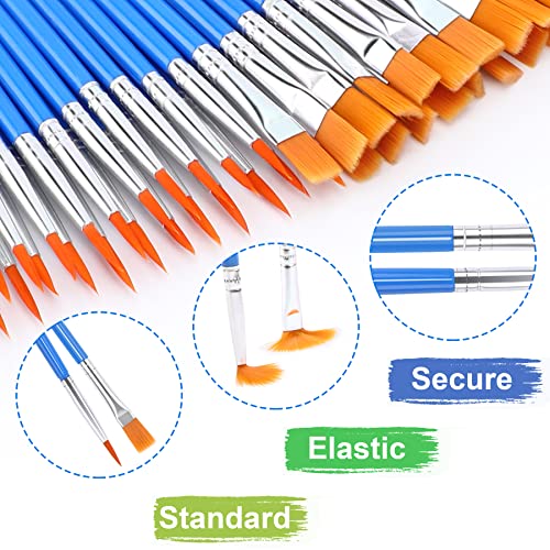 UPINS 30Pcs Small Paint Brushes Bulk for Detail Art Crafts and Painting - size: 6.69inch, style: Mix(15Flat +15Round)