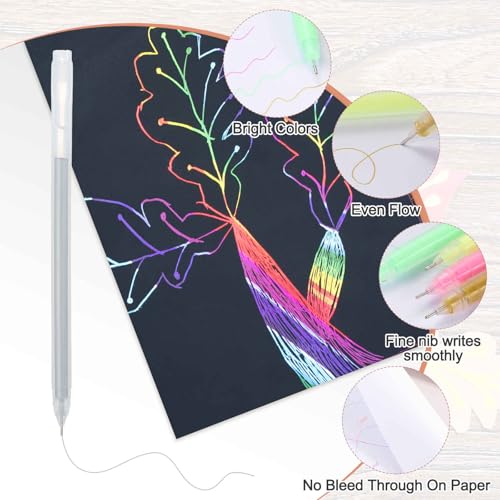 MECCANIXITY 9 Pcs Metallic Vibrant Sparkle Gel Pens, Drawing Pens with Fine Point 1mm for Adult Drawing Doodling Journaling Art Supplies and DIY Crafts, Silver - color: Silver