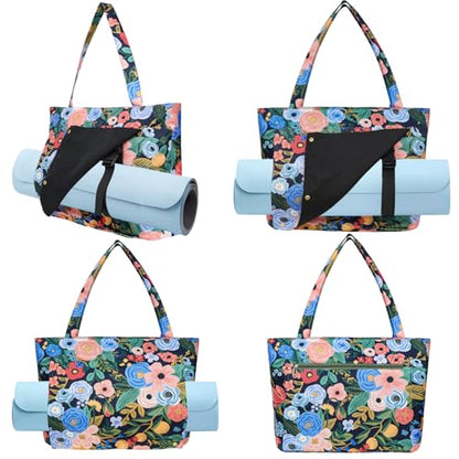 Yoga Mat Bag Yoga Bags and Carriers Fits All Your Stuff Yoga Tote Bag with Zipper Pocket Yoga Mat Carrier Pilates Bag Take in Out Mat Easily - color: Floral