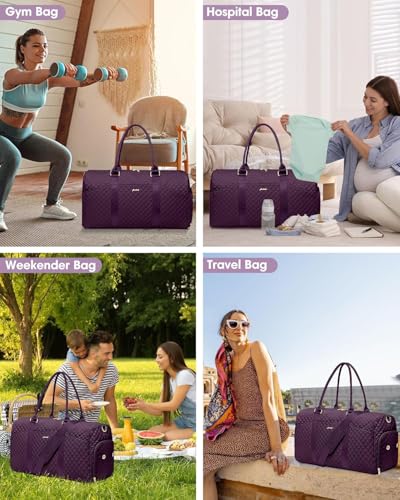 Women Weekender Travel Duffle Bag: Travel Duffel Overnight Bags with Shoe Compartment Large Carry on Tote with Toiletry Bag Weekend Traveling Yoga Gym Hospital Bag for Women with Wet Pocket Purple - color: 03-Purple, size: X-Large